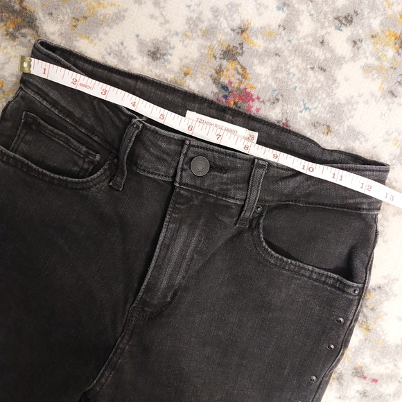 Levi's 721 High Rise Skinny Black Washed Studded Grunge Jeans Womens Size 28 - Picture 10 of 14
